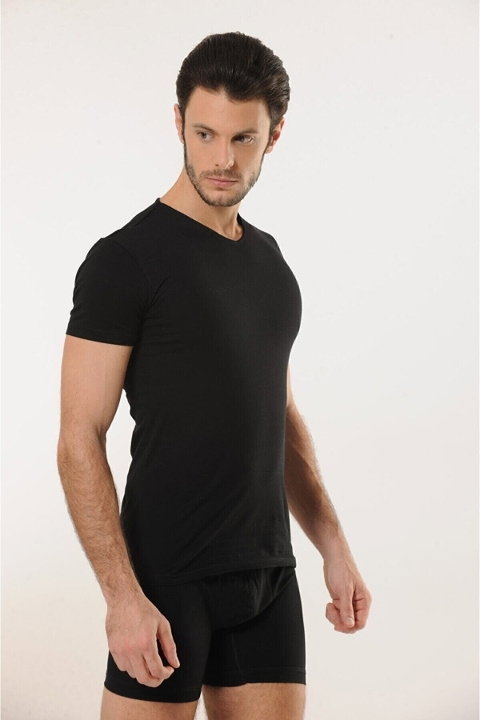 Pamuk Elastan V Yaka Erkek Atlet HMD 703 - 2