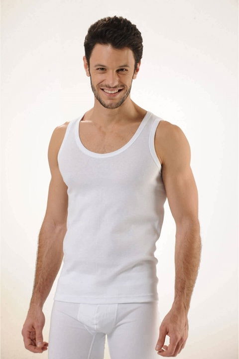 Ribana Kesim Beyaz Erkek Atlet HMD 500 - 2