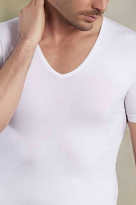 Pamuklu V Yaka Erkek Atlet HMD 712 - Beyaz