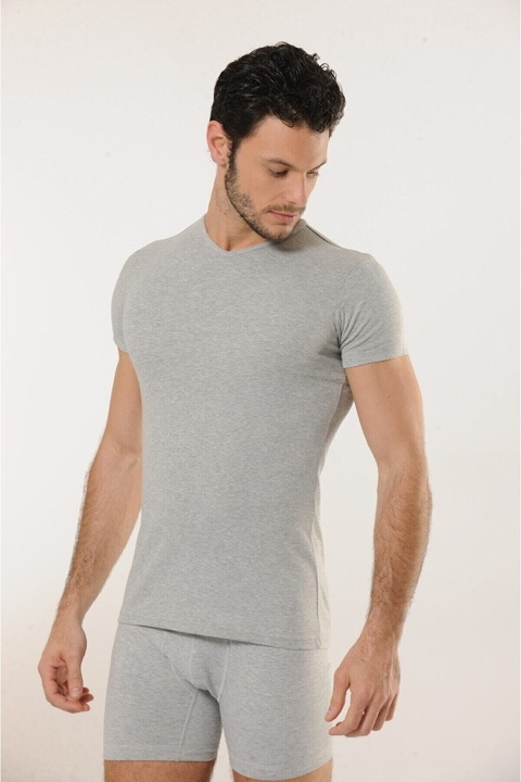 V Yaka Ribana Atlet Pamuklu HMD 510 - Gri