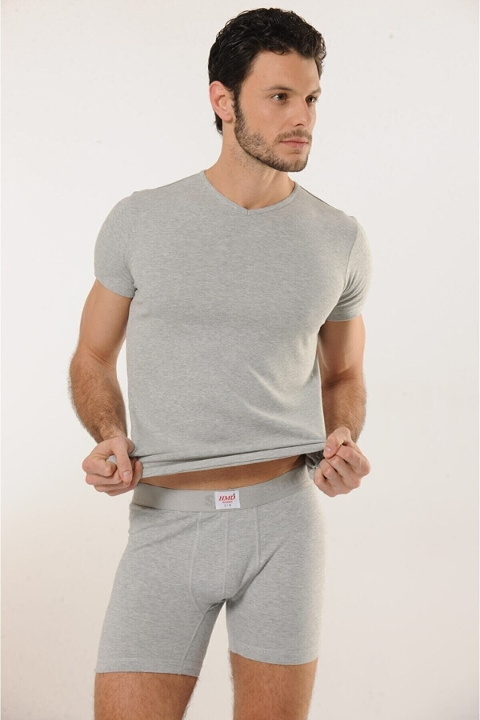 V Yaka Ribana Atlet Pamuklu HMD 510 - Gri