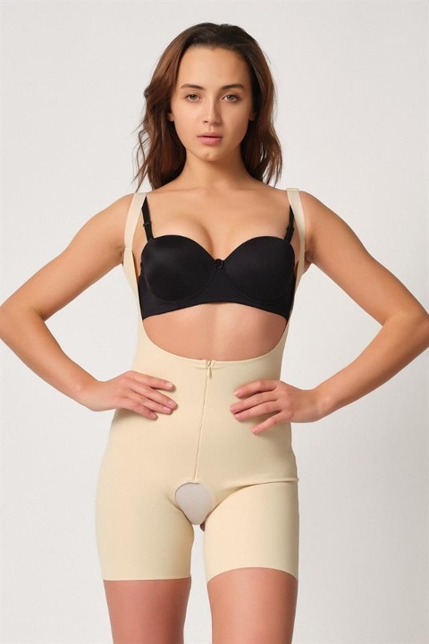 Fermuarlı Gögsü Açık Tül Popo Korse Emay 2834 - Ten