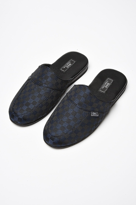 Ekose Desenli Poli Taban Ev Terliği G & C Collection 385 - Lacivert