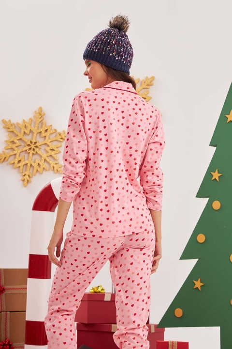 NBB Pamuklu Düğmeli Gömlek Yaka Pijama Takımı NBB 67531 - Görsel 3