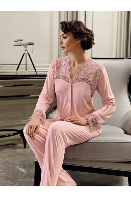 Güpür Detaylı Viskon Microfiber Gelin Çeyiz Seti Perin 190 - Pudra