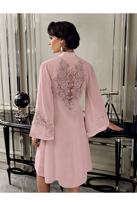 Güpürlü Poliamid Saten Gelin Çeyiz Seti Perin 9400 - Pudra