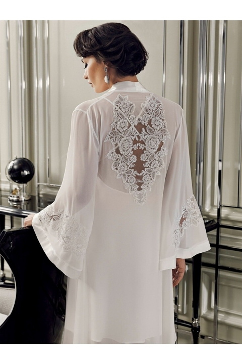 Güpürlü Poliamid Saten Gelin Çeyiz Seti Perin 9400 - Ekru