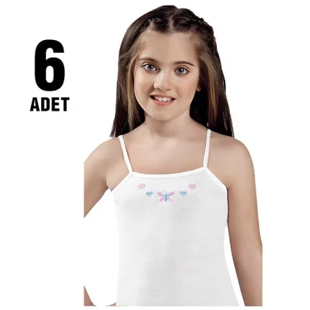 Pamuklu Geniş Askılı Kız Çocuk Atlet Güryıldız 27207 - Beyaz