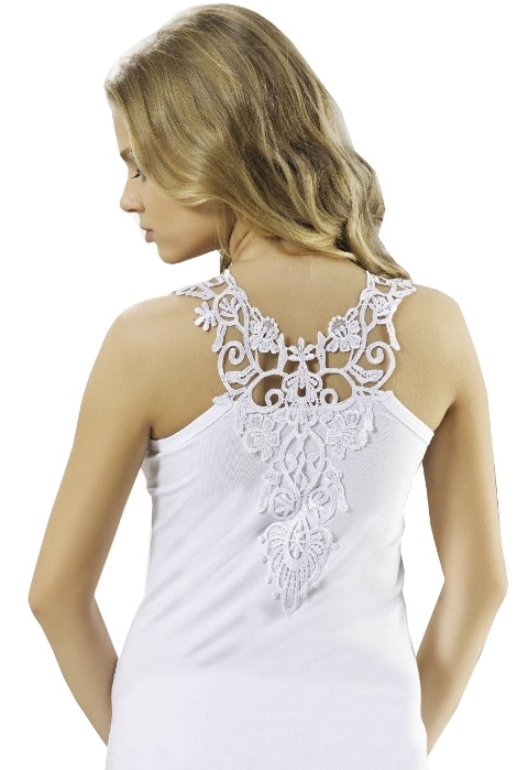 Pamuklu Güpür Detaylı Kadın Atlet HMD 2410