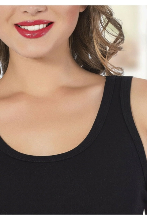 Dantelli Pamuklu Dar Kesim Atlet HMD 2426 - Siyah