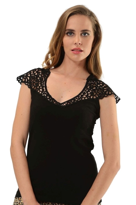 Pamuklu Elastan Kadın Atlet HMD 2435 - Siyah