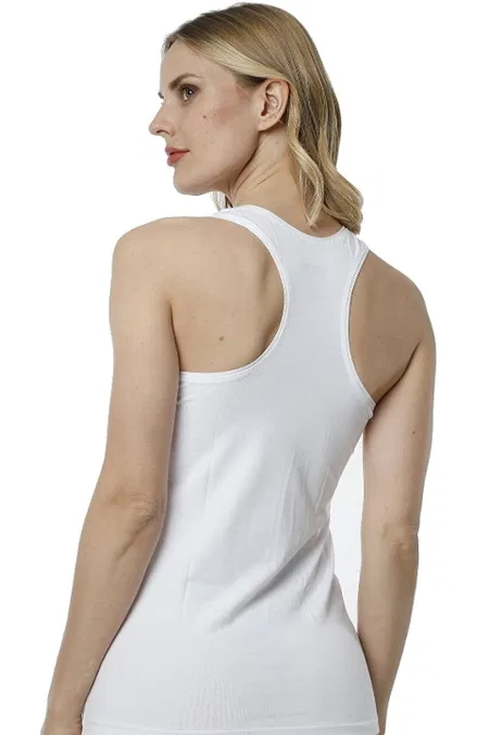 Pamuklu Likralı Rahat Doku Kadın Atlet HMD 2412 - Beyaz