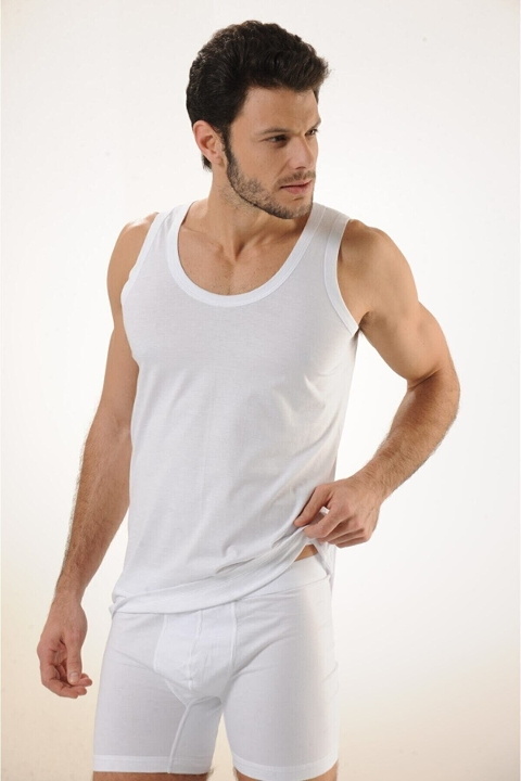 Pamuklu Askılı Erkek Atlet HMD 600 - Beyaz