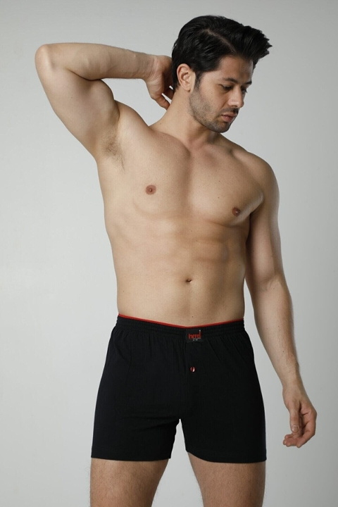 Pamuklu Esnek Bel Boxer HMD 305 - Siyah