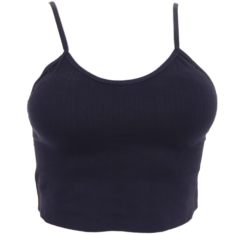 İp Askılı Fitilli Crop Fit Büstiyer Siyah Form Angel 5702 - Siyah