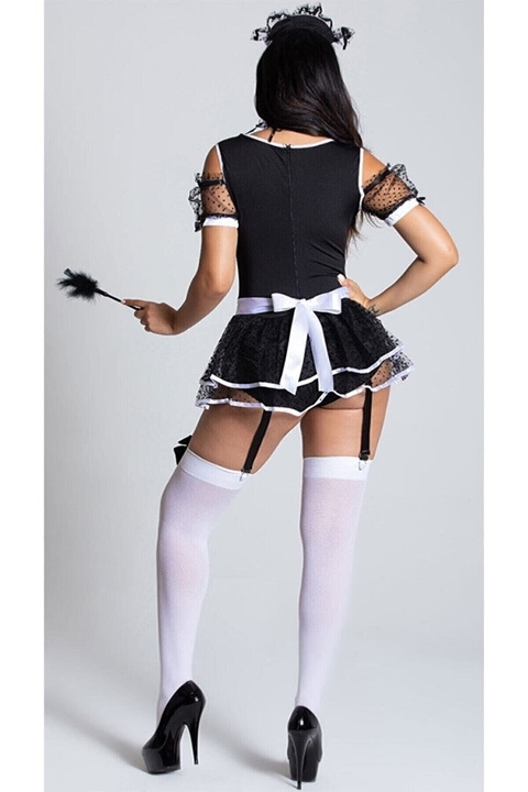 For Dreams Jartiyerli Dantel Detaylı Hizmetçi Kostümü For Dreams 8257 - Görsel 2