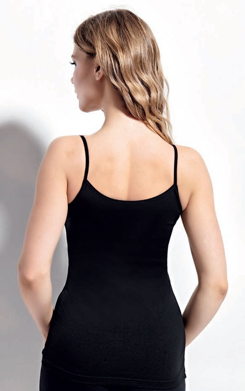 Pamuklu İnce İp Askılı Siyah Ribana Atlet Kolcu 2401 - 2