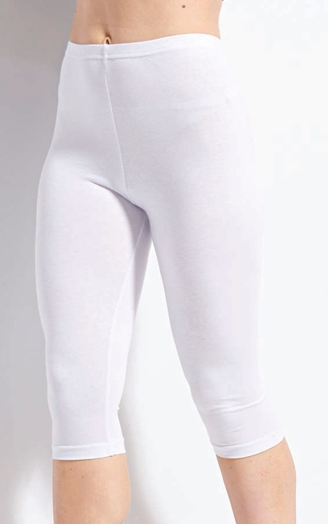 Yüksek Bel Esnek Kapri Tayt Pamuklu Kolcu 3020 - Beyaz