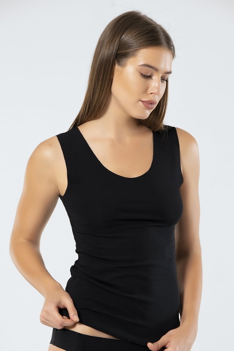 Lazer Kesim Pamuklu Atlet Uzun Boy Siyah Türen 906 - Siyah