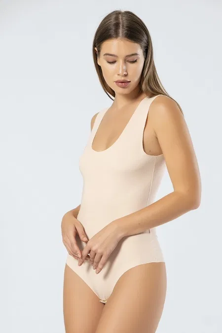 Pamuklu Esnek Tek Parça Çıtçıtlı Body Türen 905 - Ten