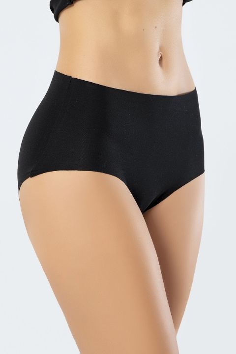 Pamuklu Yüksek Bel Külot Lazer Kesim Siyah Türen 911 - Siyah