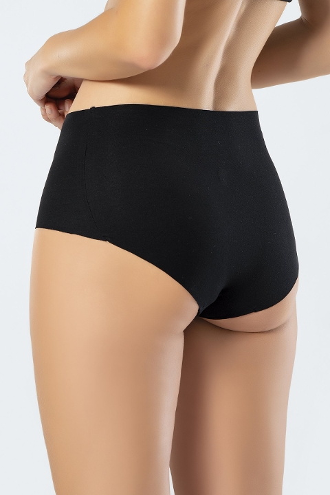 Pamuklu Yüksek Bel Külot Lazer Kesim Siyah Türen 911 - Siyah