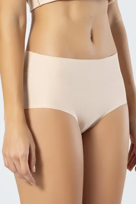 Pamuklu Yüksek Bel Slip Külot Esnek Dikiş Türen 911 - Ten