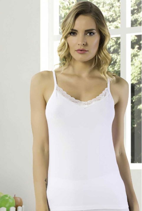 Lez Dantel Detaylı Ribana Pamuk Atlet HMD 2494