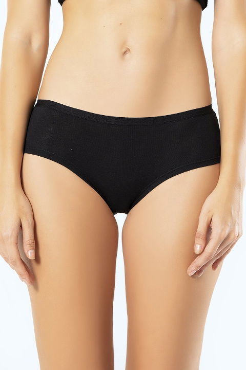 Yüksek Bel Pamuklu Külot 2'Li Paket Siyah-Gri Türen 918 - 2