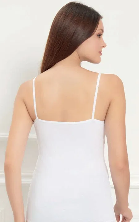 Pamuklu Kalp Desen Dantel İşlemeli Askılı Atlet Kolcu 2570 - 2