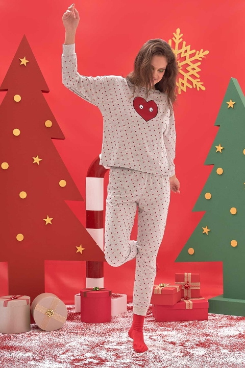 NBB Pamuklu Kalpli Uzun Kollu Kadın Pijama Takımı NBB 67515 - Görsel 2