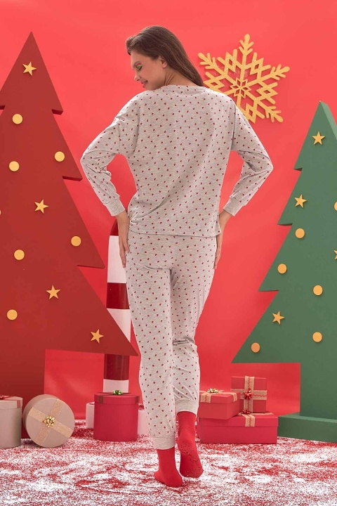 NBB Pamuklu Kalpli Uzun Kollu Kadın Pijama Takımı NBB 67515 - Görsel 4