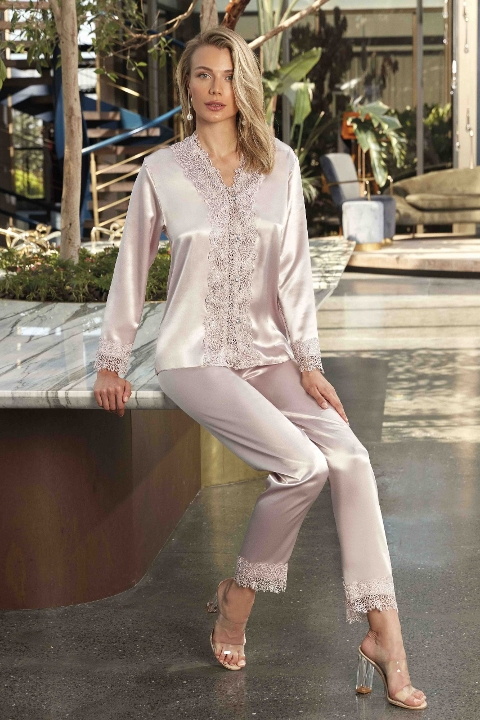 Kaplı Saten 6'lı Takım Polyester Dayanıklı Pembe Siyah Gri Ten Nurteks 6690 - Pudra