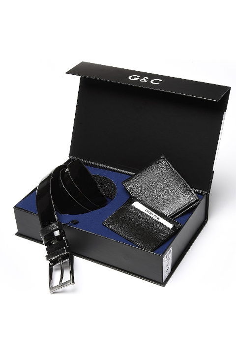 Sert Doku Somon Kemer Cüzdan Kartlık Seti G&C Collection 525