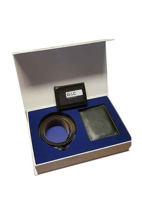 Sert Doku Somon Kemer Cüzdan Kartlık Seti G&C Collection 525 - 2