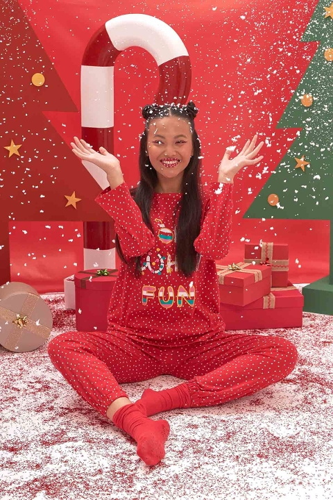 NBB Puantiyeli Pamuklu Kadın Pijama Takımı NBB 67647