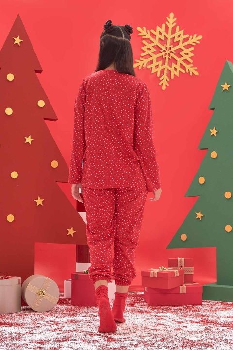 NBB Puantiyeli Pamuklu Kadın Pijama Takımı NBB 67647 - Görsel 3