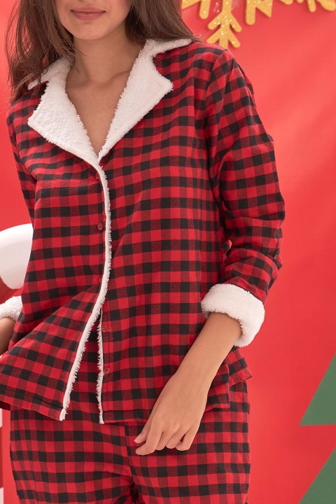 NBB Pötikare Desenli Pamuklu Kadın Pijama Takımı NBB 67596 - Görsel 2