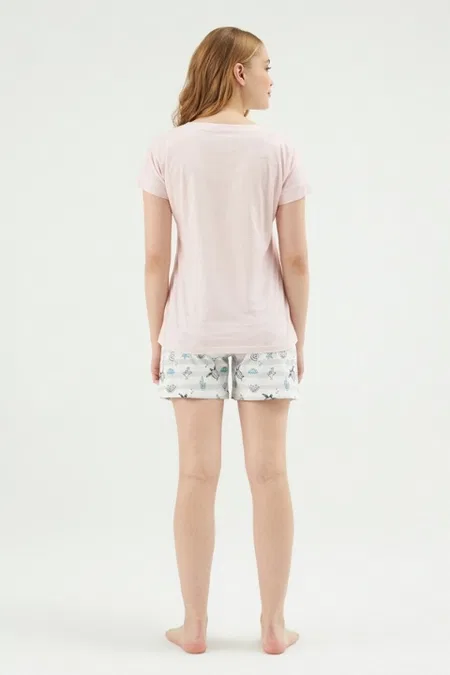 Eros Kısa Kollu Kaplumbağa Baskılı Şortlu Kadın Pijama Takımı Eros 30612 - Görsel 4