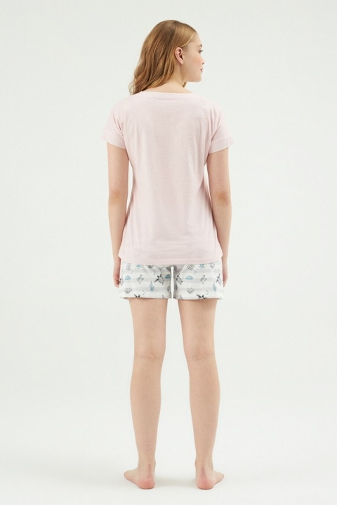 Eros Kısa Kollu Kaplumbağa Baskılı Şortlu Kadın Pijama Takımı Eros 30612 - Görsel 4