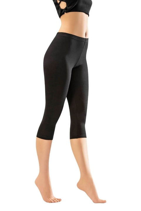 Yüksek Bel Düz Kapri Tayt Siyah Kota 4005