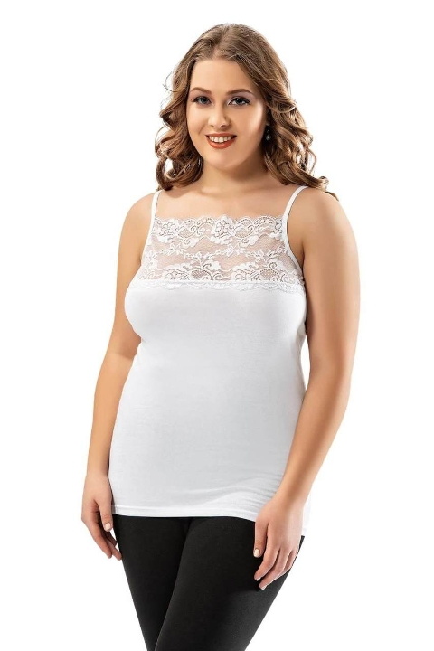 Geniş Dantelli Battal Boy İp Askılı Atlet Kota 6033