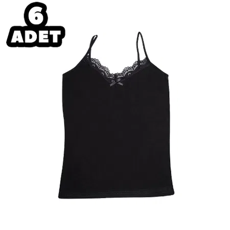 Dantelli İp Askılı Atlet Kadın Kota 6037 - Siyah