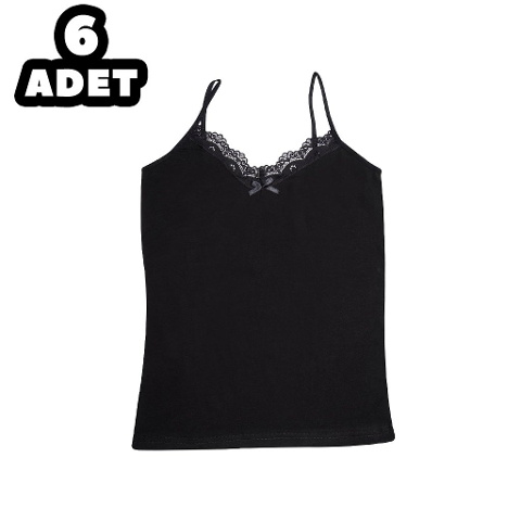 Dantelli İp Askılı Atlet Kadın Kota 6037 - Siyah