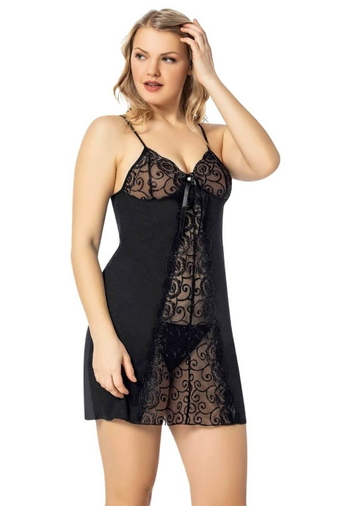 Transparan Üst Detaylı Fantazi Gecelik Takım Kota 6338