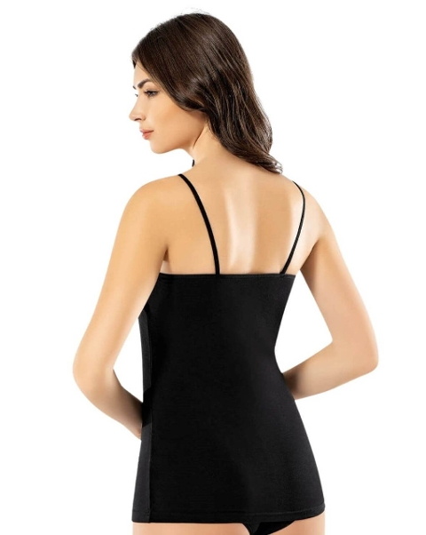 İnce Askılı Pedli Kadın Atlet Pamuklu Kota 6349 - Siyah