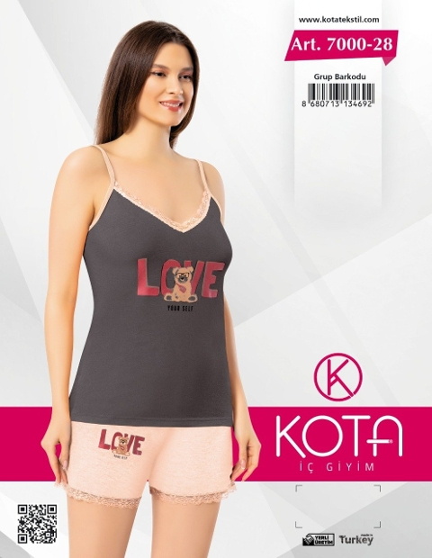 Şortlu Askılı Kadın Pijama Takımı Kota 7000-28 - Görsel