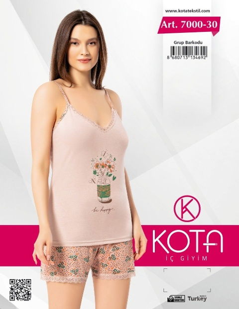İnce Askılı Şortlu Kadın Pijama Takımı Kota 7000
