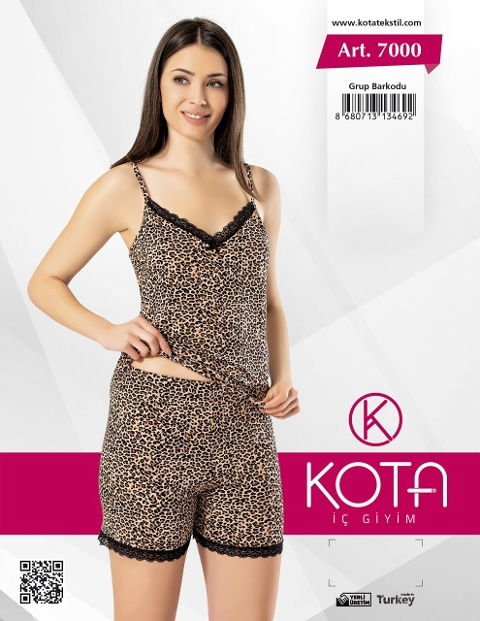 Leopar Desenli Pamuklu Şortlu Pijama Takımı Kota 7000