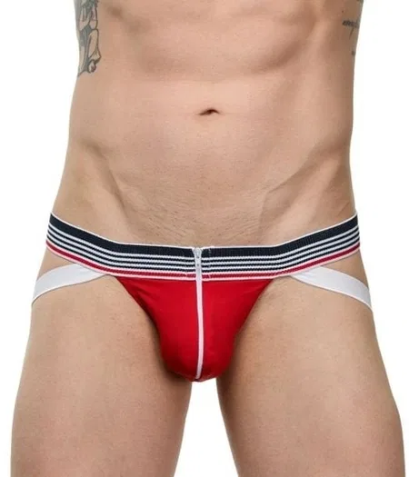 Erkek Fermuarlı Jockstrap-Süspansiyonlu String La Blinque 15712 - Kırmızı